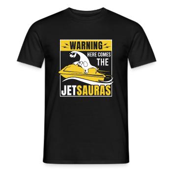 Warnung: Hier Kommt Der Jetsaurus - Männer T-Shirt - Schwarz - Vorne - AI Model Male 178 light (178cm)