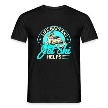 Das Leben Passiert Aber Jet Ski Hilft - Männer T-Shirt - Schwarz - Vorne - AI Model Male 178 light (178cm)