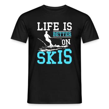 Life is better on water skis - Men's T-Shirt - black - Front - AI Model Male 178 light (178cm)