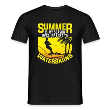 Summer is my season: water skiing - Men's T-Shirt - black - Front - AI Model Male 178 light (178cm)