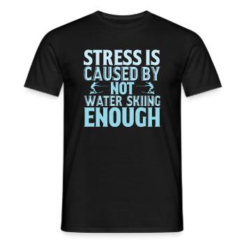 Stress is caused by little water skiing - Men's T-Shirt - black - Front - AI Model Male 178 light (178cm)
