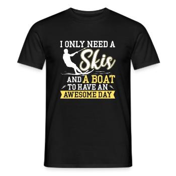 All I need is skis and a boat - Men's T-Shirt - black - Front - AI Model Male 178 light (178cm)