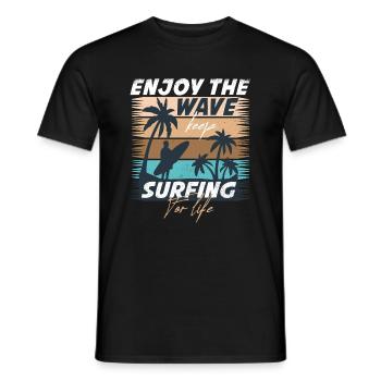 Genießen Sie Die Welle - Surfen Sie Ein Leben Lang - Männer T-Shirt - Schwarz - Vorne - AI Model Male 178 light (178cm)