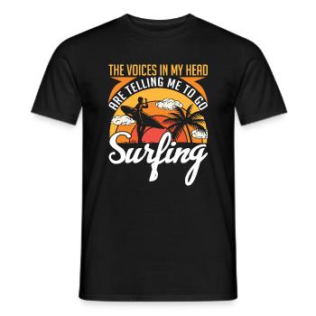 Die Stimmen In Meinem Kopf Sagen Mir Surfen Gehen - Männer T-Shirt - Schwarz - Vorne - AI Model Male 178 light (178cm)