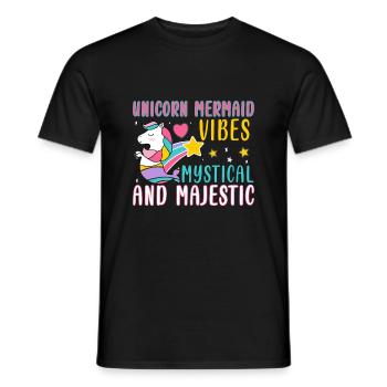 Licorne sirène mystique et majestueuse - T-shirt homme - noir - Devant - AI Model Male 178 light (178cm)