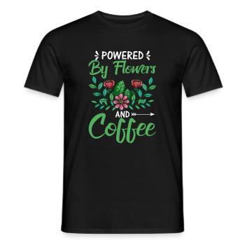 Powered by Flowers and Coffee - Men's T-Shirt - black - Front - AI Model Male 178 light (178cm)