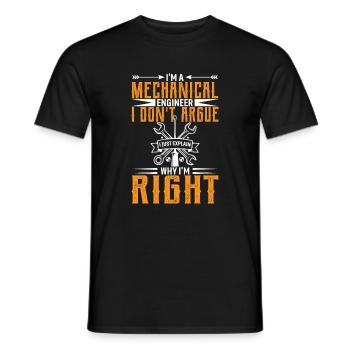 I'm a mechanical engineer, I don't argue - Men's T-Shirt - black - Front - AI Model Male 178 light (178cm)