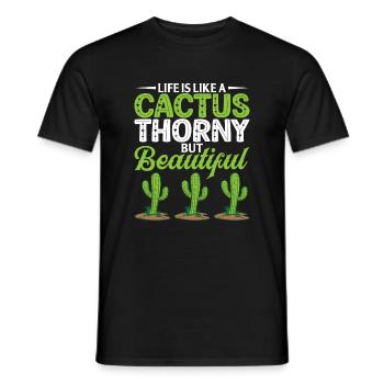 Das Leben Ist Wie Ein Kaktus Stachelig Aber Schön - Männer T-Shirt - Schwarz - Vorne - AI Model Male 178 light (178cm)