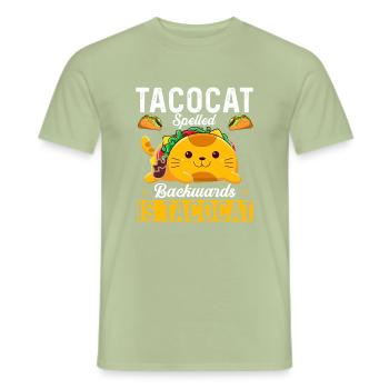 Tacocat spelled backwards is Tacocat - Men's T-Shirt - sage - Front - AI Model Male 178 light (178cm)