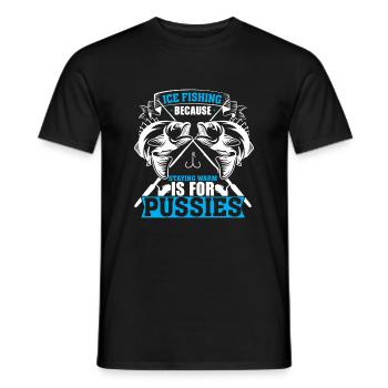 Ice fishing, because staying warm is for wimps - Men's T-Shirt - black - Front - AI Model Male 178 light (178cm)