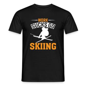Work sucks, go skiing - Men's T-Shirt - black - Front - AI Model Male 178 light (178cm)