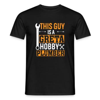 This guy is a great amateur plumber - Men's T-Shirt - black - Front - AI Model Male 178 light (178cm)
