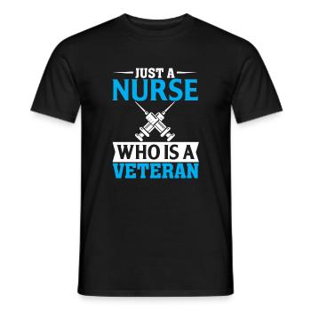 Juste une infirmière qui est une ancienne combattante - T-shirt homme - noir - Devant - AI Model Male 178 light (178cm)