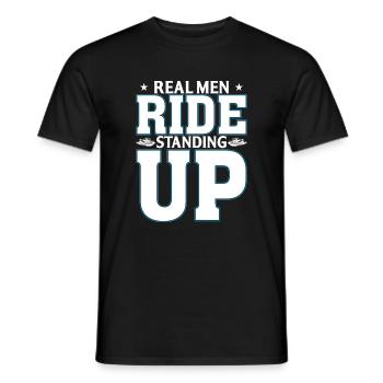 Echte Männer Fahren Im Stehen - Männer T-Shirt - Schwarz - Vorne - AI Model Male 178 light (178cm)