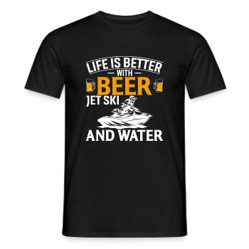 La vie est meilleure avec de la bière, des jet-skis et de l’eau - T-shirt homme - noir - Devant - AI Model Male 178 light (178cm)