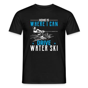 At home I am where I can water ski - Men's T-Shirt - black - Front - AI Model Male 178 light (178cm)