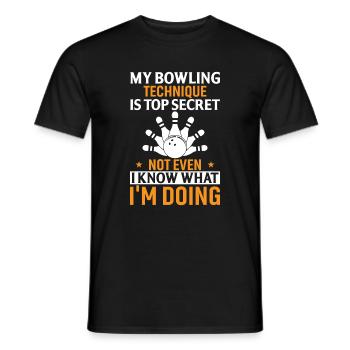 My Bowling Technique Is Top Secret Not Even I Know - Men's T-Shirt - black - Front - AI Model Male 178 light (178cm)
