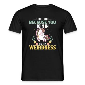 Je t’aime parce que tu te joins à mon étrangeté - T-shirt homme - noir - Devant - AI Model Male 178 light (178cm)