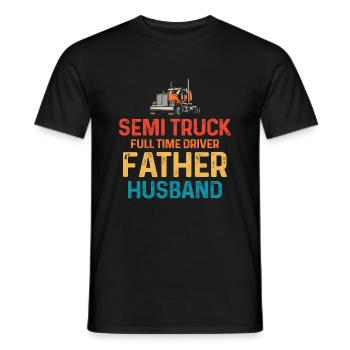 Semi-remorque à temps plein Conducteur Père Mari - T-shirt homme - noir - Devant - AI Model Male 178 light (178cm)