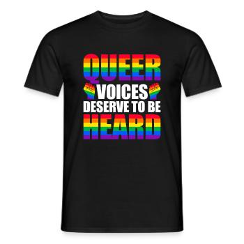 Queer Voices Deserve To Be Heard, Loud And Proud. - Men's T-Shirt - black - Front - AI Model Male 178 light (178cm)
