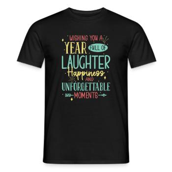 Je vous souhaite une année pleine de rires, de bonheur, - T-shirt homme - noir - Devant - AI Model Male 178 light (178cm)