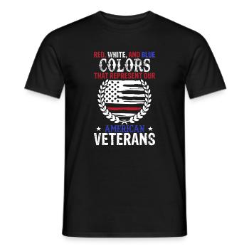Rouge, blanc et bleu - couleurs qui représentent notre A - T-shirt homme - noir - Devant - AI Model Male 178 light (178cm)