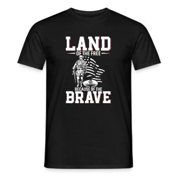 Terre de la liberté, à cause des braves. - T-shirt homme - noir - Devant - AI Model Male 178 light (178cm)