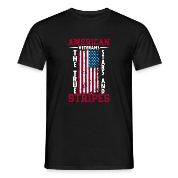 American Veterans: The True Stars And Stripes. - Men's T-Shirt - black - Front - AI Model Male 178 light (178cm)