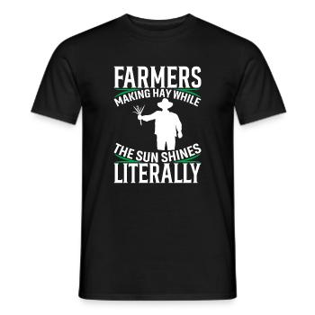 Agriculteurs : Faire du foin pendant que le soleil brille, littéralement. - T-shirt homme - noir - Devant - AI Model Male 178 light (178cm)