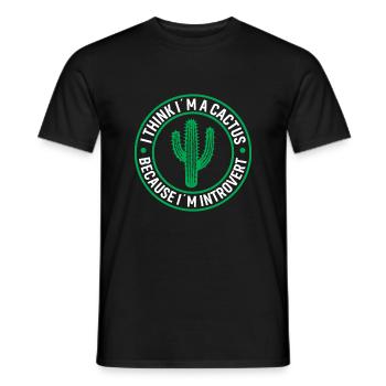 Je pense que je suis un cactus, parce que je suis introverti - T-shirt homme - noir - Devant - AI Model Male 178 light (178cm)