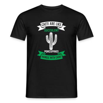 Kakteen sind wie sukkulente Stachelschweine - Griff mit - Männer T-Shirt - Schwarz - Vorne - AI Model Male 178 light (178cm)