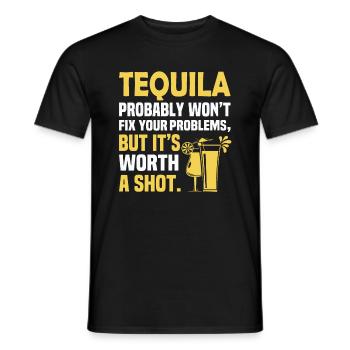 Tequila wird Ihre Probleme wahrscheinlich nicht lösen, aber er ist es - Männer T-Shirt - Schwarz - Vorne - AI Model Male 178 light (178cm)