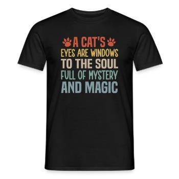 A Cat's Eyes Are Windows To The Soul, Full Of Myst - Men's T-Shirt - black - Front - AI Model Male 178 light (178cm)