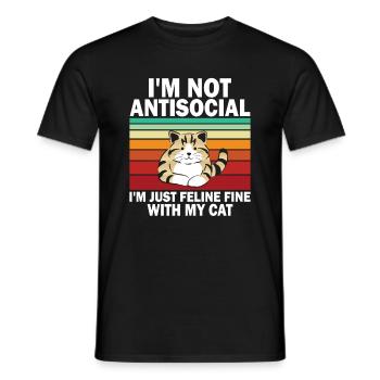 Ich bin nicht asozial, ich bin nur katzenartig mit meinem C - Männer T-Shirt - Schwarz - Vorne - AI Model Male 178 light (178cm)