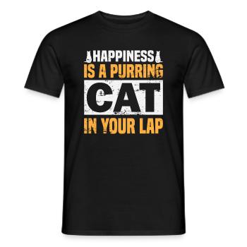 Glück ist eine schnurrende Katze in Ihrem Schoß - Männer T-Shirt - Schwarz - Vorne - AI Model Male 178 light (178cm)