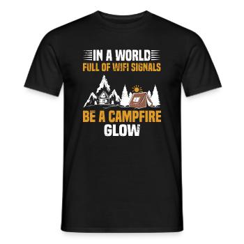 Dans un monde plein de signaux Wifi, soyez un Feu de camp Glo - T-shirt homme - noir - Devant - AI Model Male 178 light (178cm)