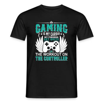 Le jeu est mon cardio - Mes doigts ont tout à fait le temps - T-shirt homme - noir - Devant - AI Model Male 178 light (178cm)