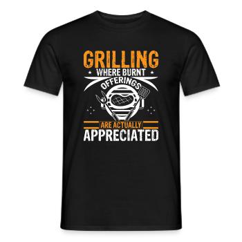 Grilling: Where Burnt Offerings Are Actually Appre - Men's T-Shirt - black - Front - AI Model Male 178 light (178cm)