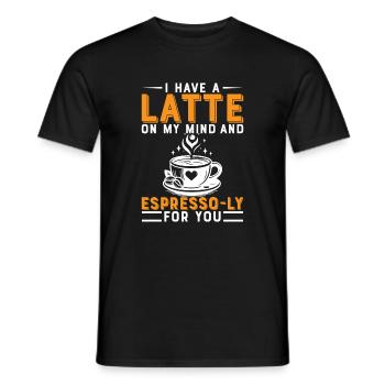 Ich habe einen Latte im Kopf und Espresso-ly für dich. - Männer T-Shirt - Schwarz - Vorne - AI Model Male 178 light (178cm)