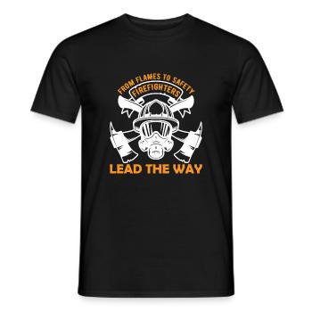 Von Flammen bis Sicherheit – Feuerwehrleute sind wegweisend. - Männer T-Shirt - Schwarz - Vorne - AI Model Male 178 light (178cm)