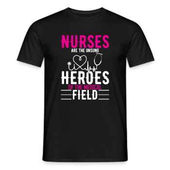 Krankenschwestern sind die unbesungenen Helden des medizinischen Bereichs - Männer T-Shirt - Schwarz - Vorne - AI Model Male 178 light (178cm)