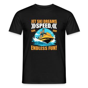 Jet Ski dreams: speed, sun, and endless fun! - Men's T-Shirt - black - Front - AI Model Male 178 light (178cm)