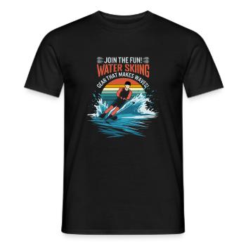Join the fun! Water skiing gear that makes waves! - Men's T-Shirt - black - Front - AI Model Male 178 light (178cm)