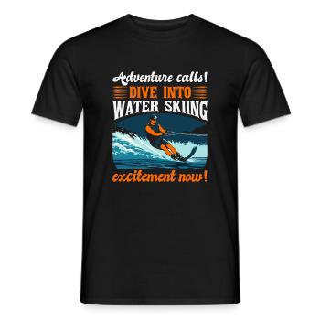 Das Abenteuer ruft! Tauchen Sie ein in die Aufregung des Wasserskifahrens - Männer T-Shirt - Schwarz - Vorne - AI Model Male 178 light (178cm)