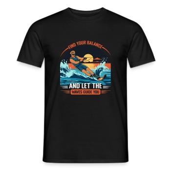 Find your balance and let the waves guide you. - Men's T-Shirt - black - Front - AI Model Male 178 light (178cm)