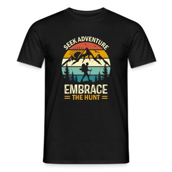 Seek adventure, embrace the hunt. - Men's T-Shirt - black - Front - AI Model Male 178 light (178cm)