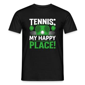 Tennis: Mein glücklicher Ort! - Männer T-Shirt - Schwarz - Vorne - AI Model Male 178 light (178cm)