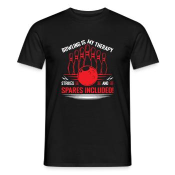 Bowling is my therapy – strikes and spares include - Men's T-Shirt - black - Front - AI Model Male 178 light (178cm)