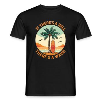 Wenn es einen Willen gibt, gibt es eine Welle! - Männer T-Shirt - Schwarz - Vorne - AI Model Male 178 light (178cm)