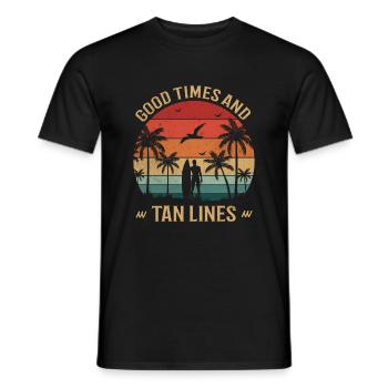 Gute Zeiten und Bräunungsstreifen. - Männer T-Shirt - Schwarz - Vorne - AI Model Male 178 light (178cm)